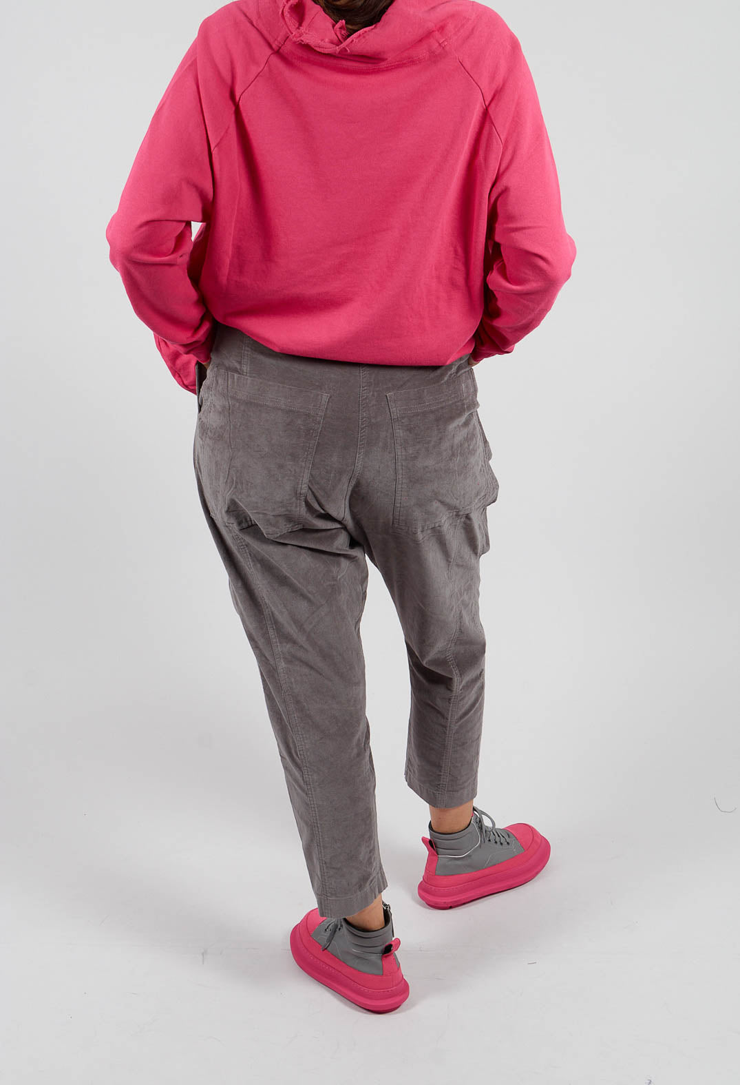 Velvet Drop Crotch Trousers in Dark Grey - 3230104