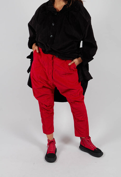 Velvet Drop Crotch Trousers in Rose - 3230104