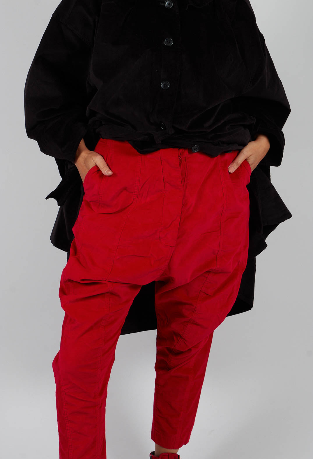 Velvet Drop Crotch Trousers in Rose - 3230104
