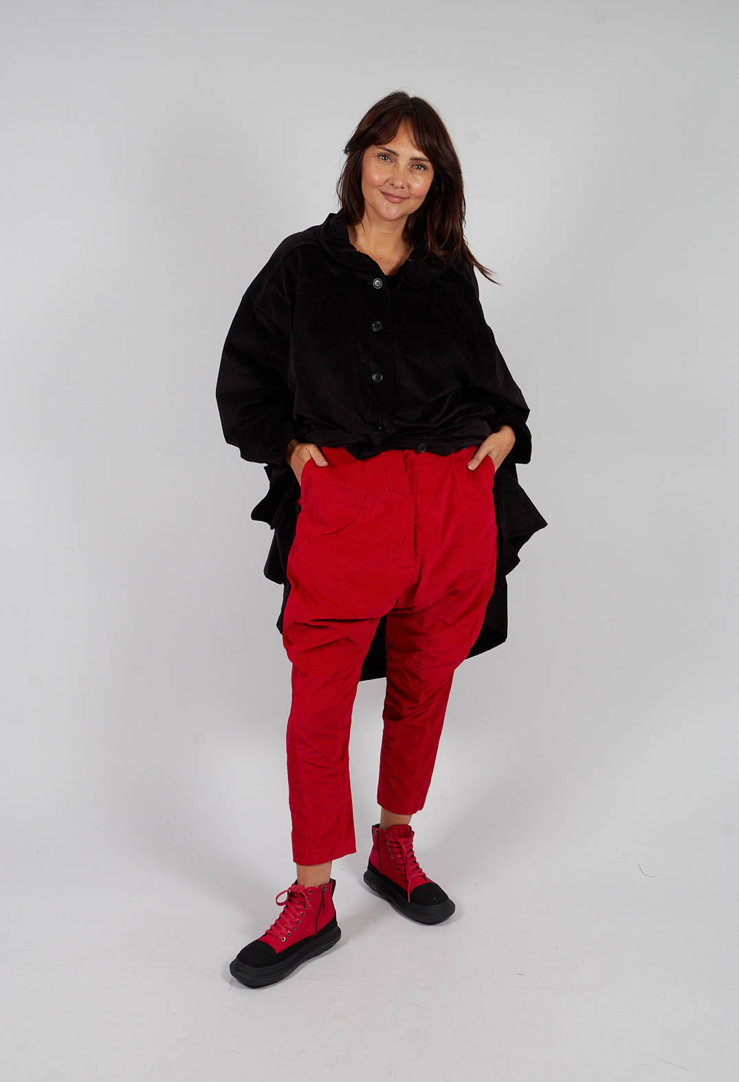 Velvet Drop Crotch Trousers in Rose - 3230104