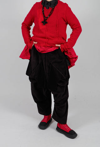 Drop Crotch Trousers with Feature Pockets in Black - 3230105