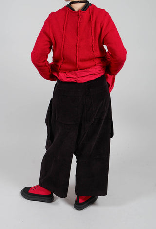 Drop Crotch Trousers with Feature Pockets in Black - 3230105