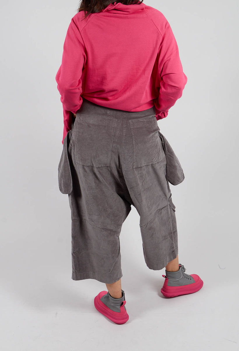 Drop Crotch Trousers with Feature Pockets in Dark Grey - 3230105