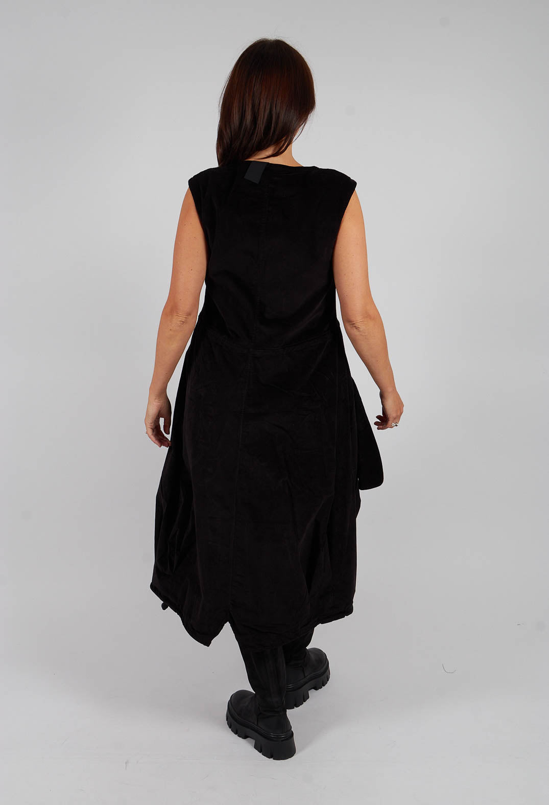 Velvet Dress with Feature Pockets in Black - 3230907