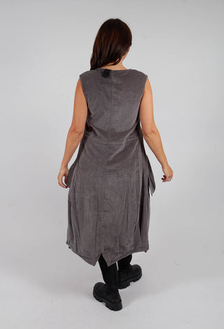 Velvet Dress with Feature Pockets in Dark Grey - 3230907