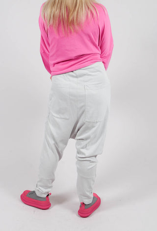 Drop Crotch Trousers with Circular Pocket in Light Grey - 3250102