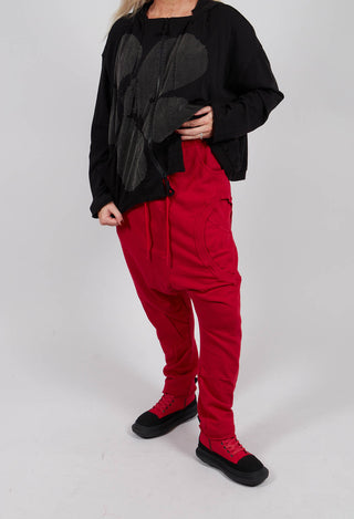 Drop Crotch Trousers with Circular Pocket in Rose - 3250102