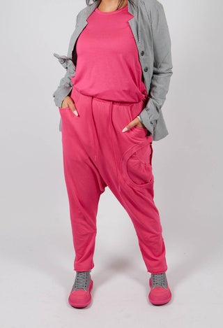 Drop Crotch Trousers with Circular Pocket in Lotus - 3250102