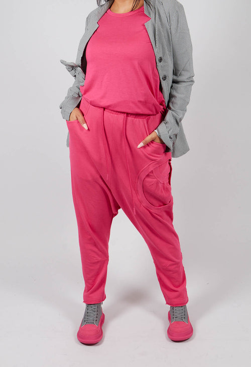 Drop Crotch Trousers with Circular Pocket in Lotus - 3250102
