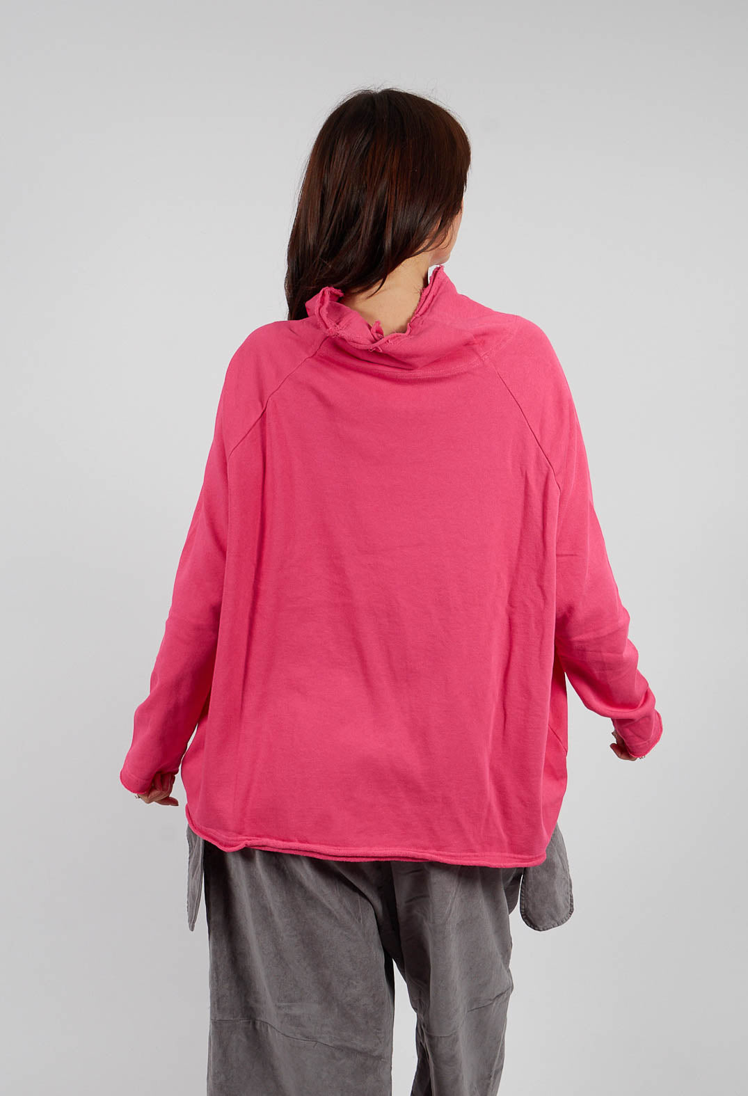 Cowl Neck Top with Circular Pocket in Lotus - 3250505