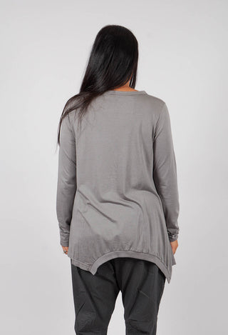 Long Sleeve T-Shirt with Asymmetric Hem in Dark Grey - 3260501