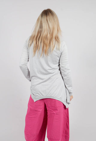 PRE-ORDER - Long Sleeve T-Shirt with Asymmetric Hem in Light Grey (Pictured in Rose) - 3260501