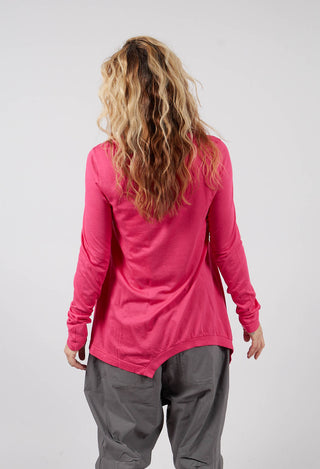 Long Sleeve T-Shirt with Asymmetric Hem in Lotus - 3260501
