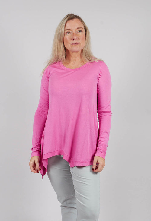 Long Sleeve T-Shirt with Asymmetric Hem in Lily - 3260501