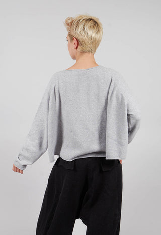 Cropped Pullover with Stitched Motif in Light Grey - 3270702