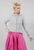 Cardigan with Stitched Motif in Light Grey - 3277103