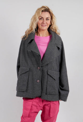 Oversized Jacket with Raw Edges in Dark Grey - 3281101