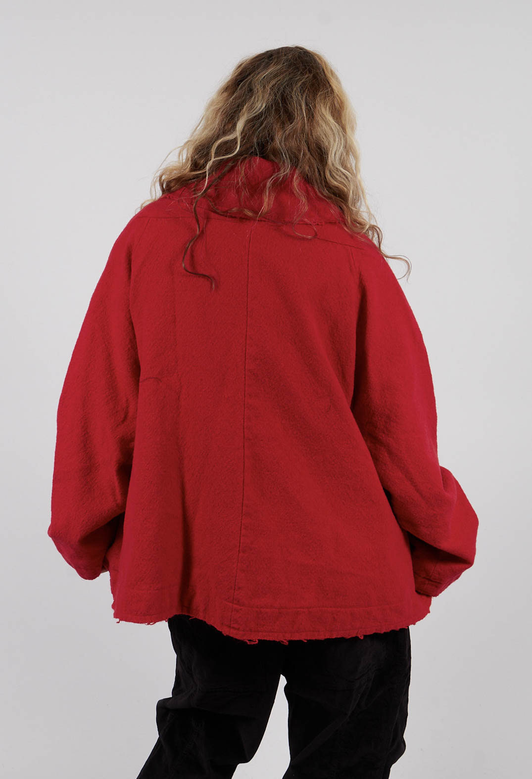 Oversized Jacket with Raw Edges in Rose - 3281101