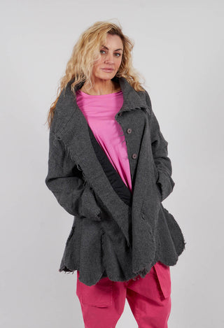 Tulip Hem Jacket with Raw Edges in Dark Grey - 3281102