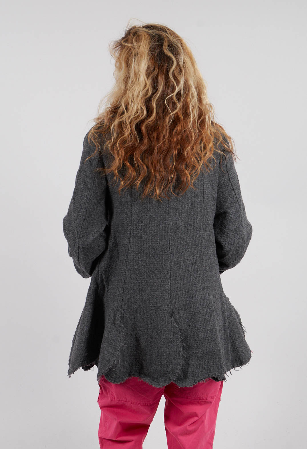 Tulip Hem Jacket with Raw Edges in Dark Grey - 3281102