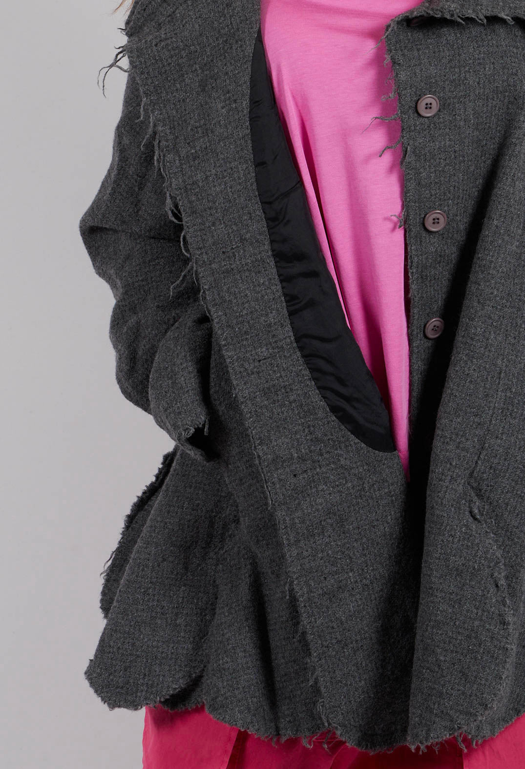Tulip Hem Jacket with Raw Edges in Dark Grey - 3281102