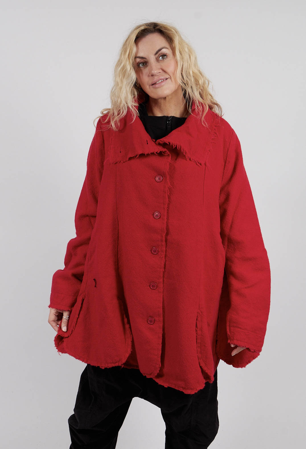 Tulip Hem Jacket with Raw Edges in Rose - 3281102