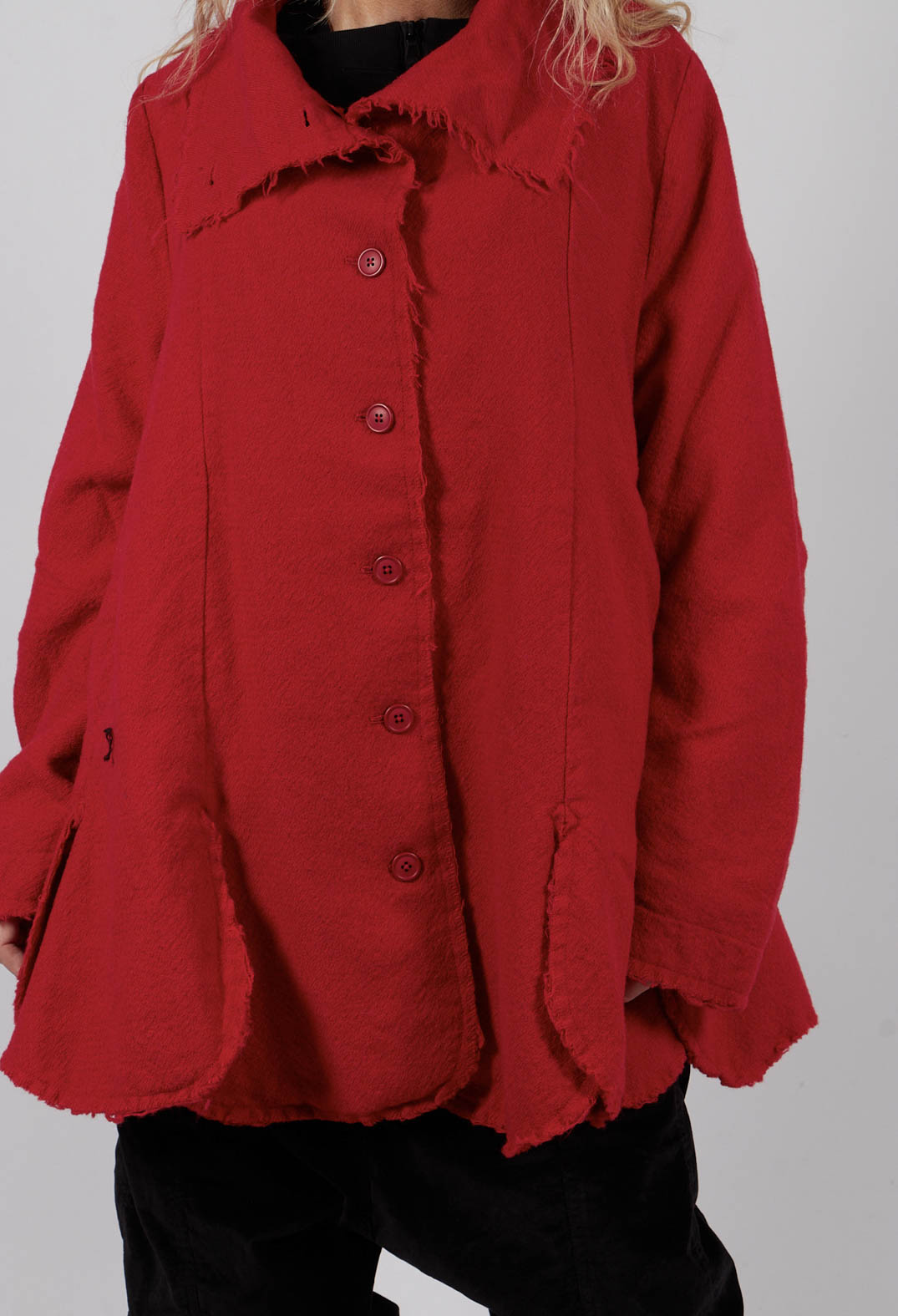 Tulip Hem Jacket with Raw Edges in Rose - 3281102