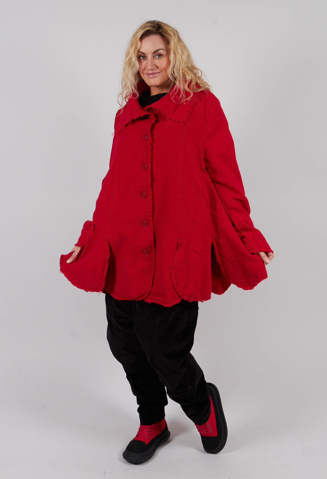 Tulip Hem Jacket with Raw Edges in Rose - 3281102
