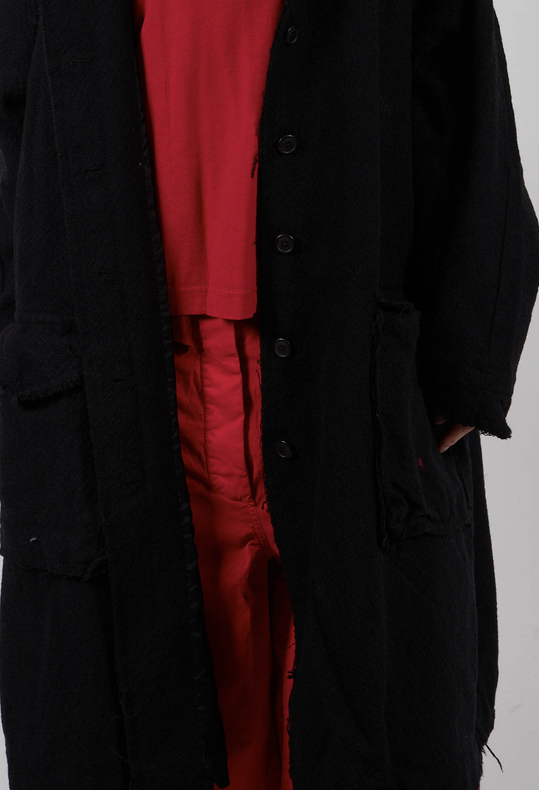 Coat with Raw Edges in Black - 3281203