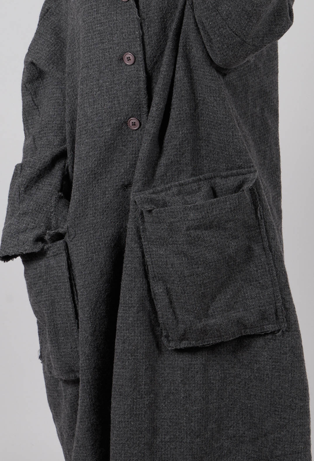 Coat with Raw Edges in Dark Grey - 3281203