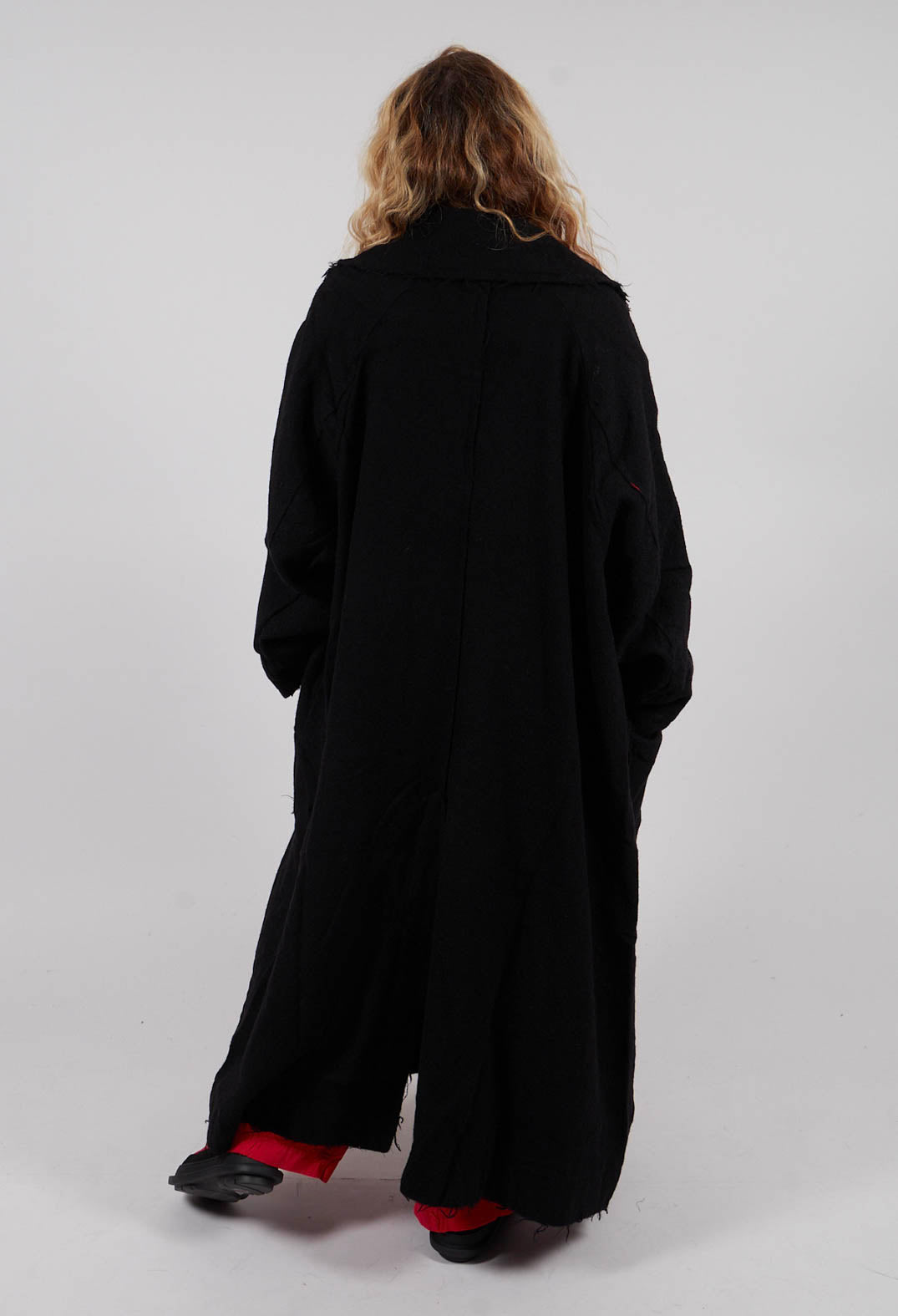 Long Coat with Raw Edges in Black - 3281204
