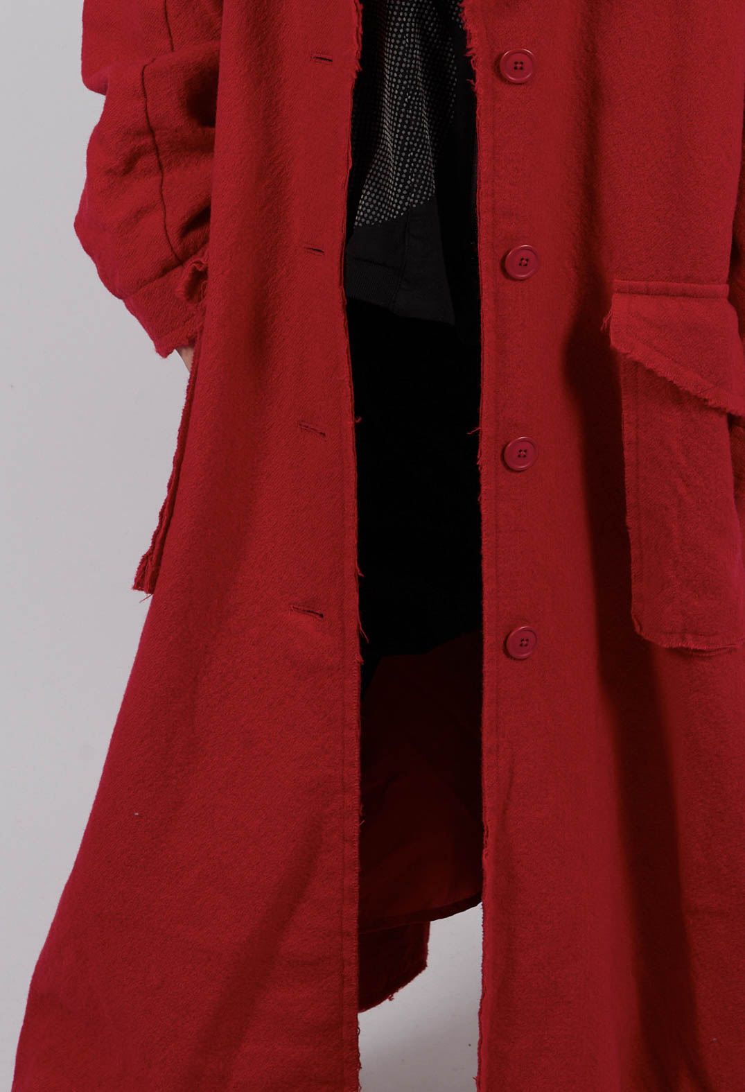 Long Coat with Raw Edges in Rose - 3281204