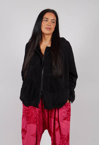 Ovrersized Hooded Jacket in Black with Blackflock - 3291111