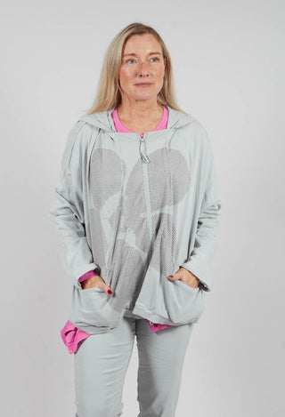 Oversized Hooded Jacket in Light Grey with Dark Greyflock - 3291111