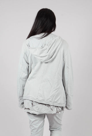 Zip Up Hooded Jacket in Light Grey with Dark Greyflock - 3291115