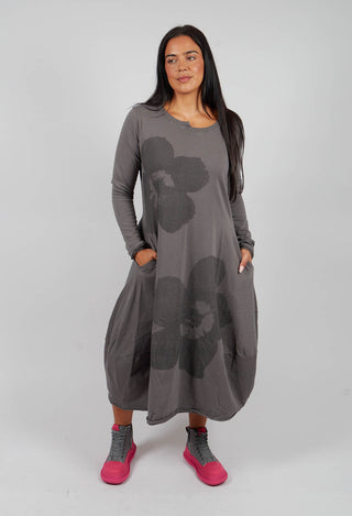 Tulip Hem Jersey Dress in Dark Grey with Blackflock - 3290917