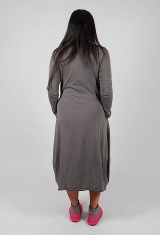 Tulip Hem Jersey Dress in Dark Grey with Blackflock - 3290917
