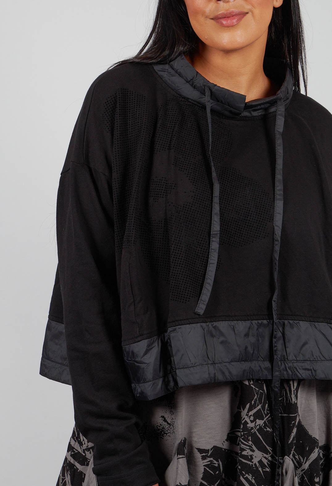 Dual Fabric Top in Black with Blackflock - 3290520