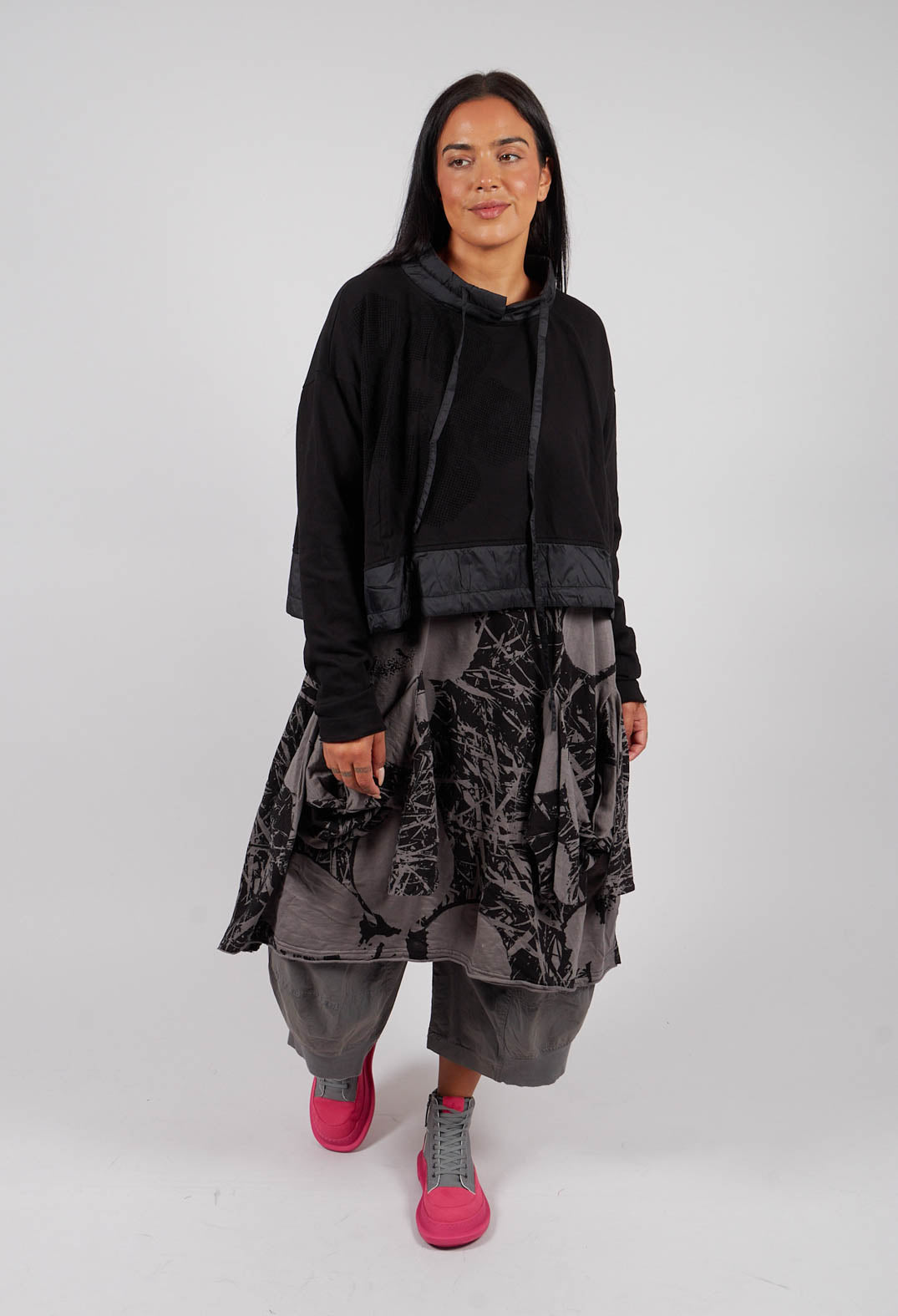 Dual Fabric Top in Black with Blackflock - 3290520