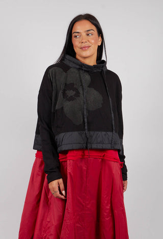 Dual Fabric Top in Black with Greyflock - 3290520