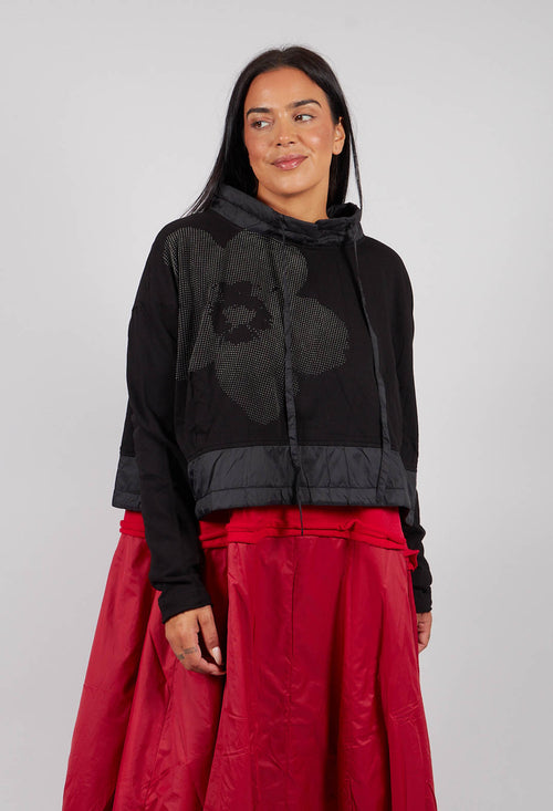 Dual Fabric Top in Black with Greyflock - 3290520