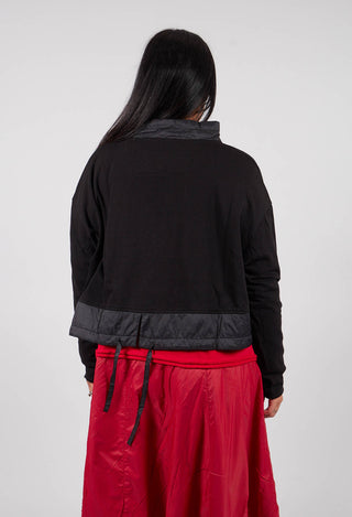 Dual Fabric Top in Black with Greyflock - 3290520