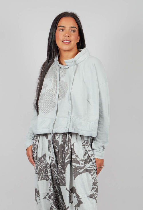 Dual Fabric Top in Light Grey with Dark Greyflock - 3290520