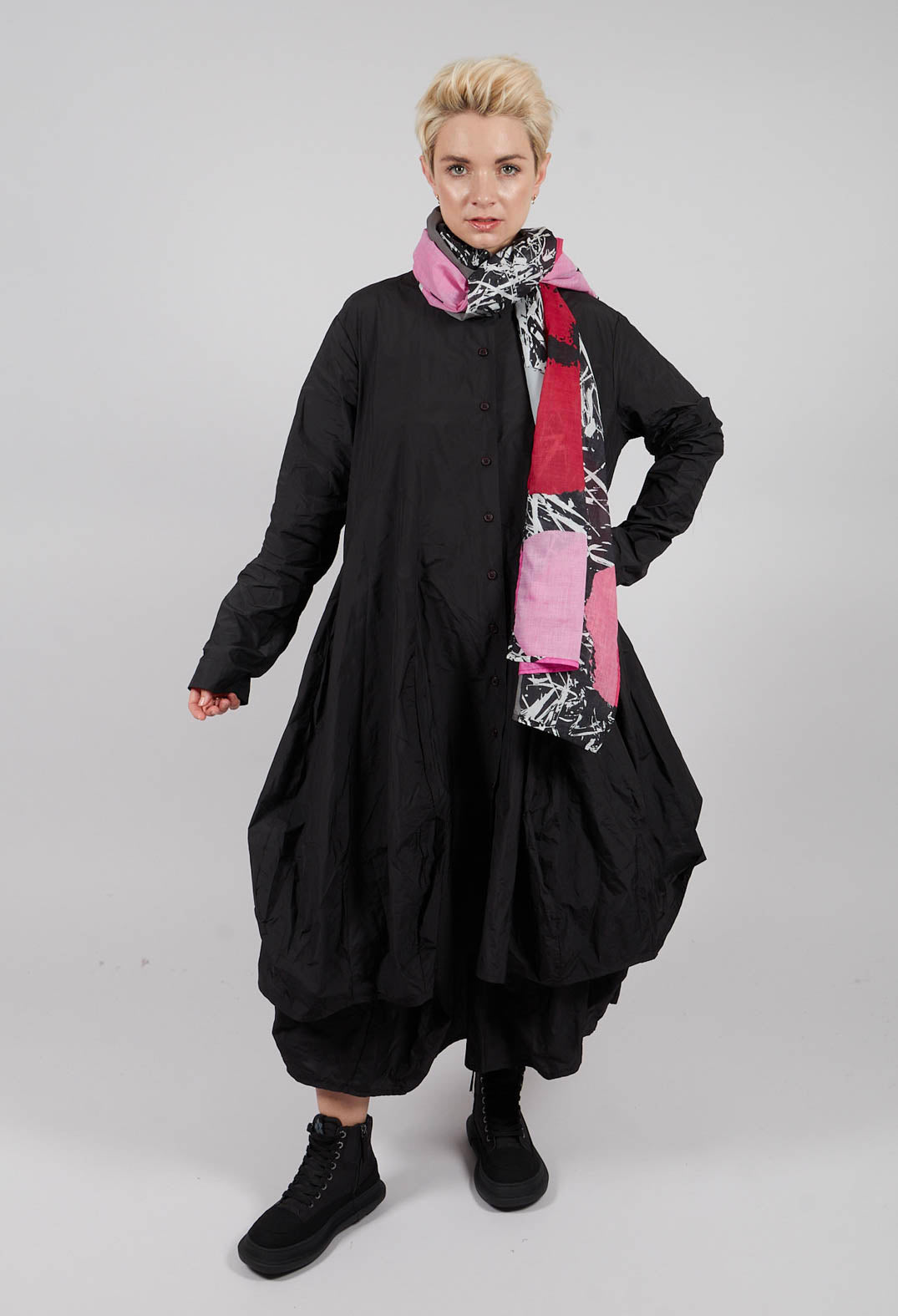 Shirt Dress with Tulip Hem in Black - 3300906