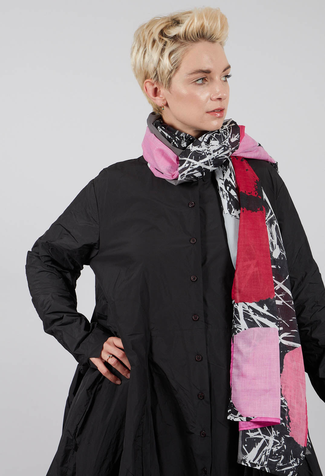 Shirt Dress with Tulip Hem in Black - 3300906