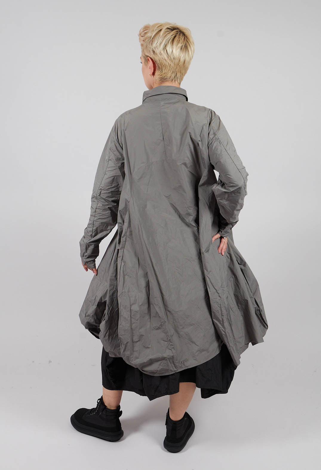 Shirt Dress with Tulip Hem in Dark Grey - 3300906