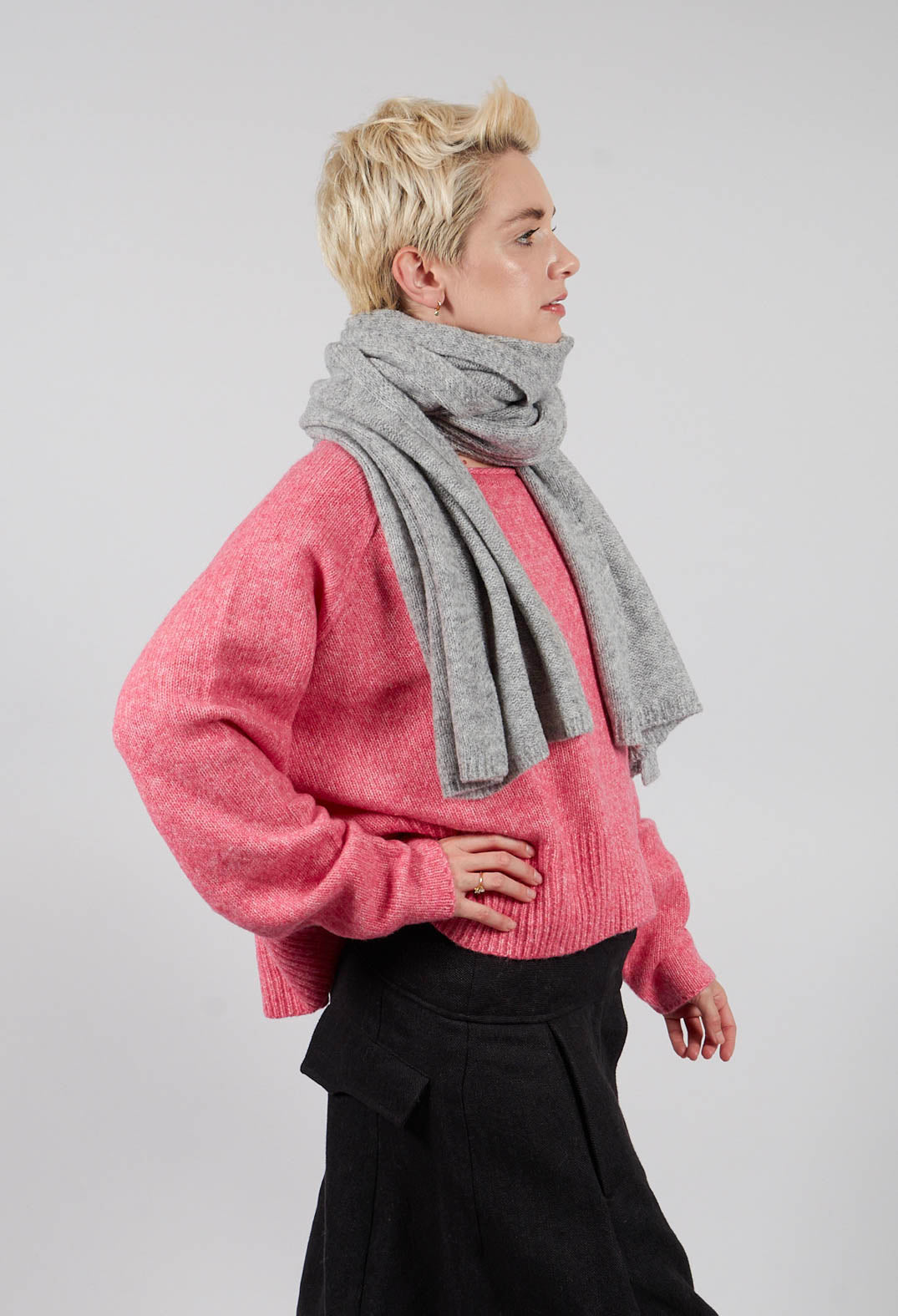 Oversized Knitted Scarf in Light Grey - 3317705
