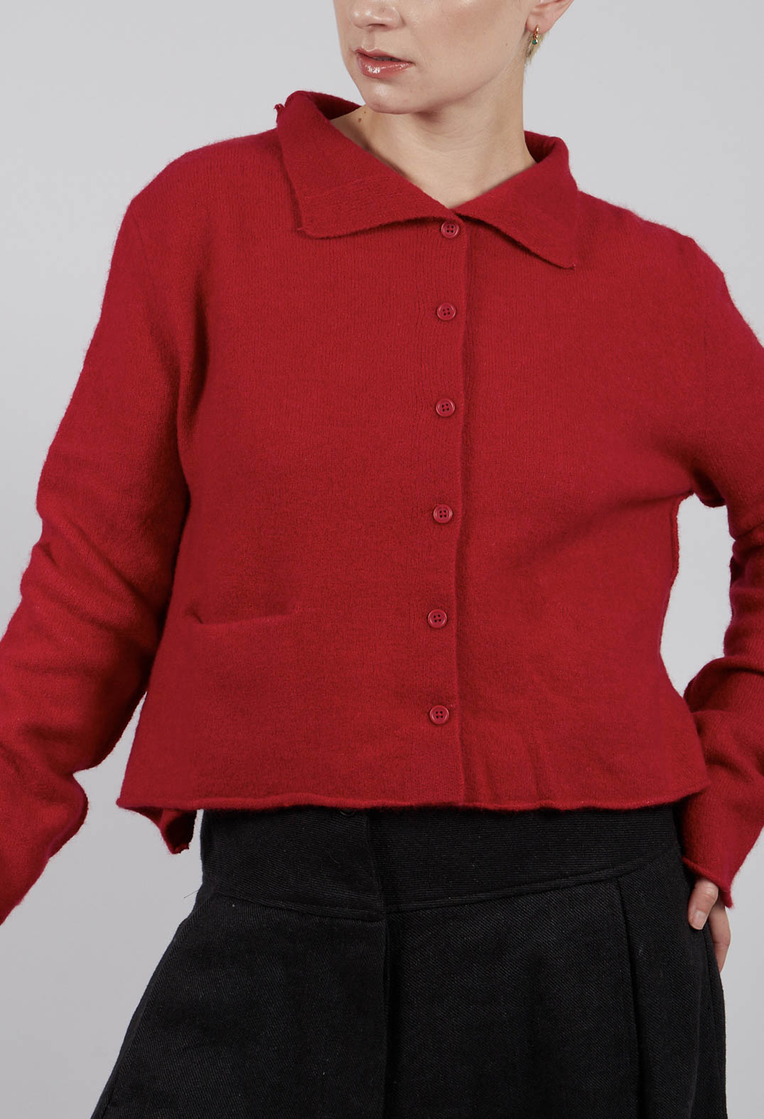 Short Cardigan with Collar in Rose - 3327102