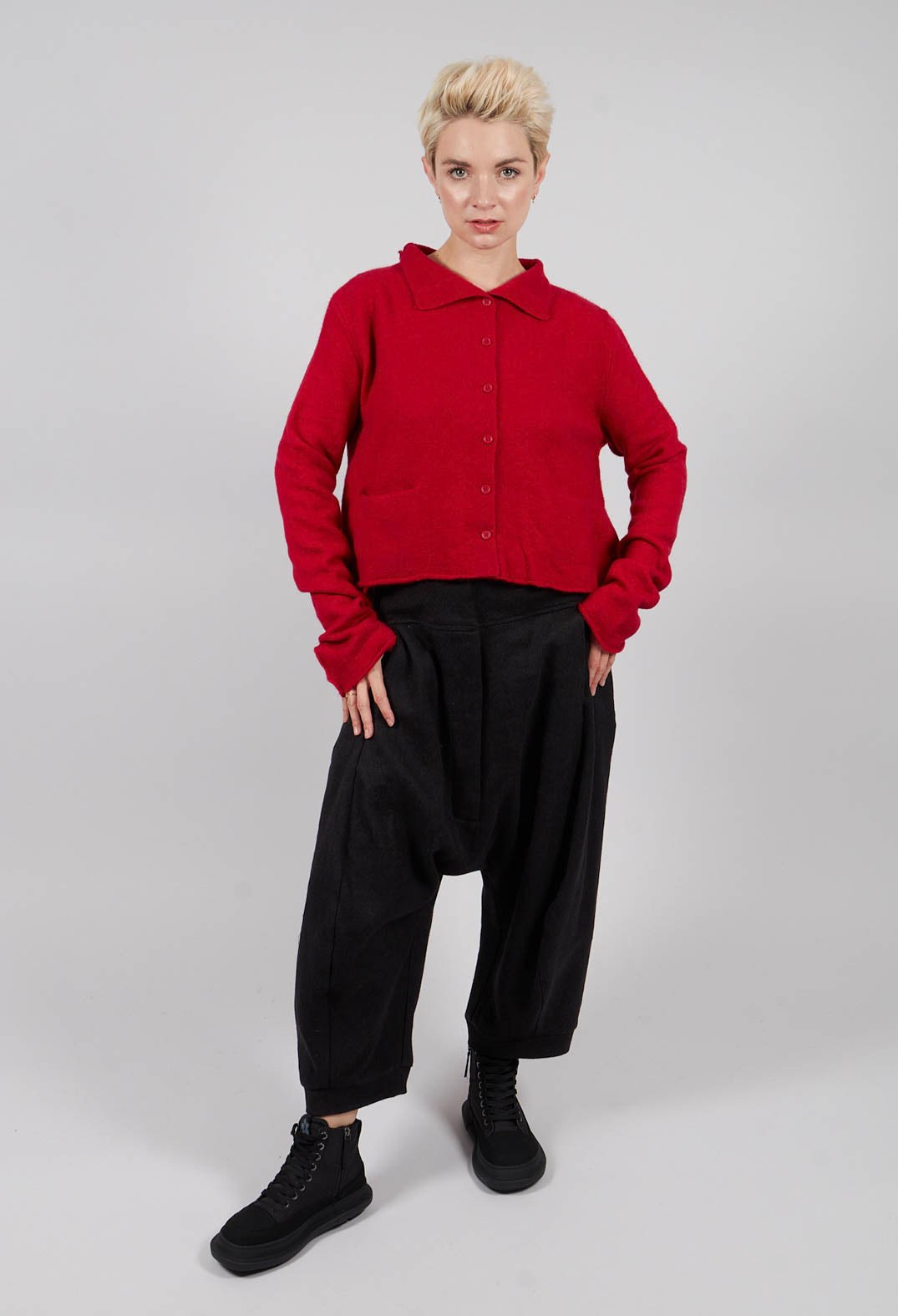 Short Cardigan with Collar in Rose - 3327102