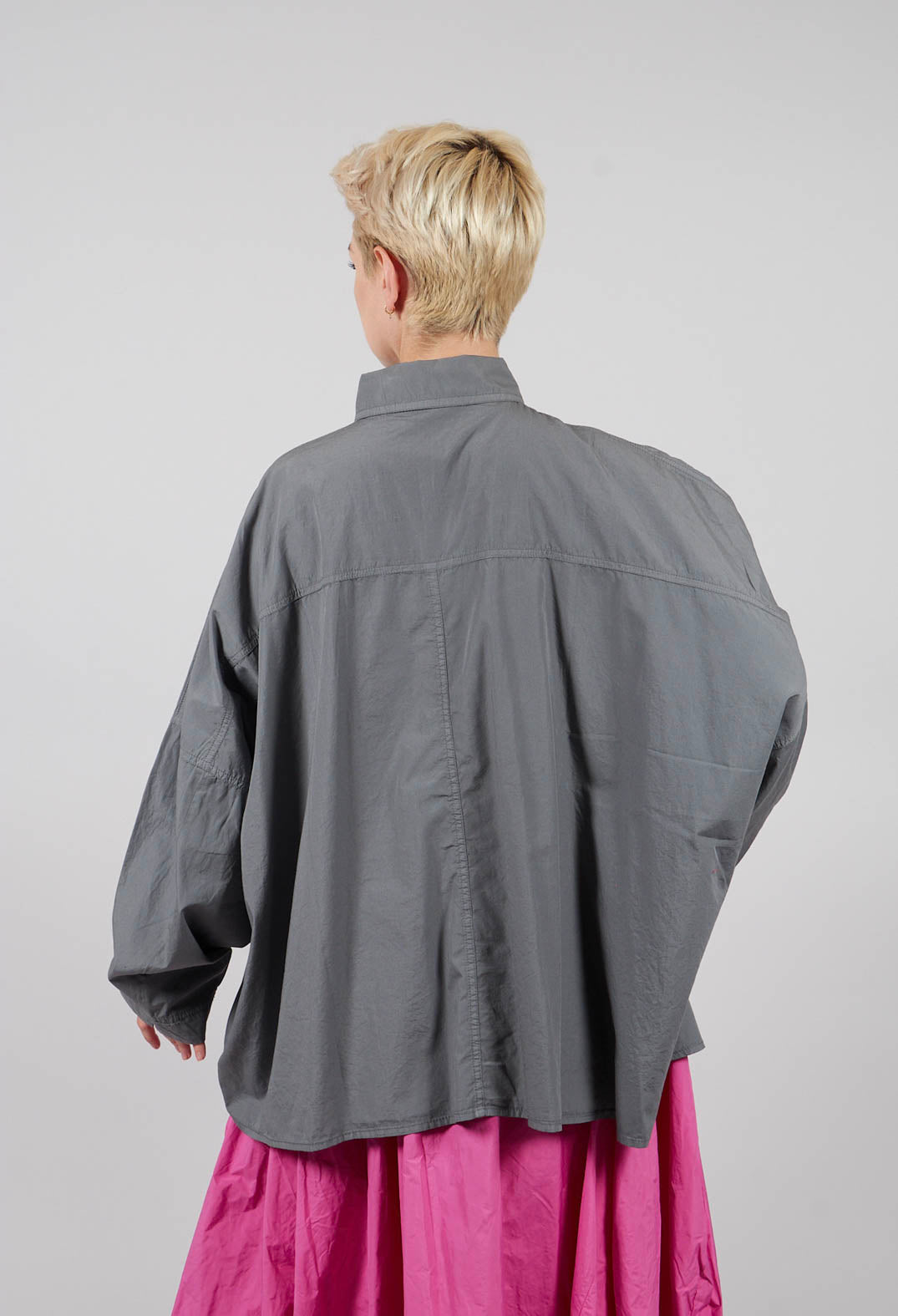 Oversized Cotton Shirt in Dark Grey - 3350401